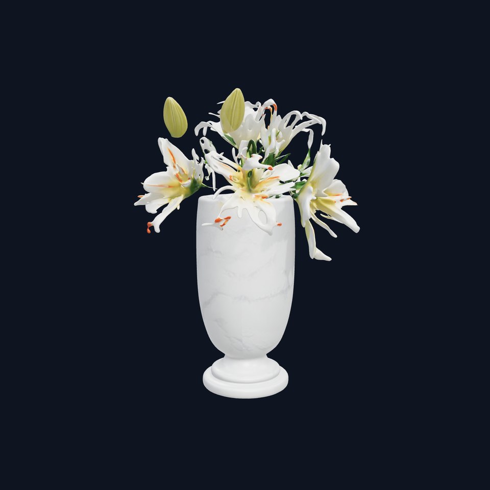 Elegant Marble Vase with Lilies Model Pack