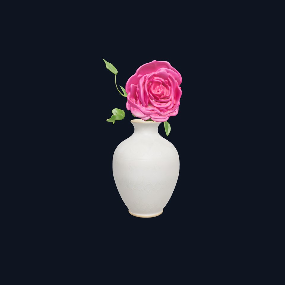 Elegant Ceramic Vase with Rose Flower Model Pack
