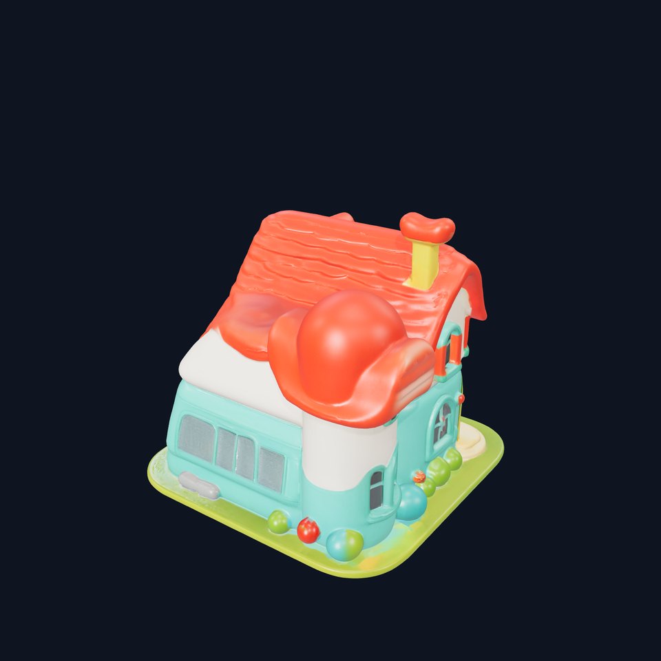 Cartoon Cottage House D Model Pack