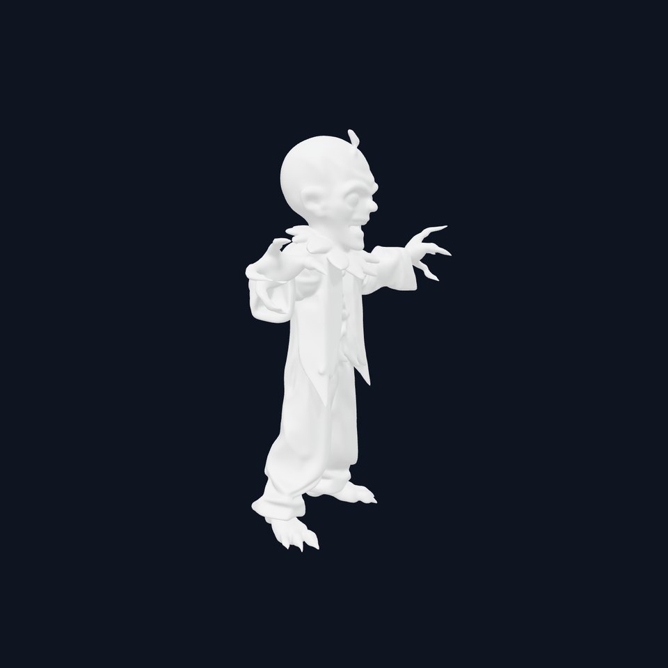 Zombie Clown D Model with PBR Textures and Mixamo Compatibility