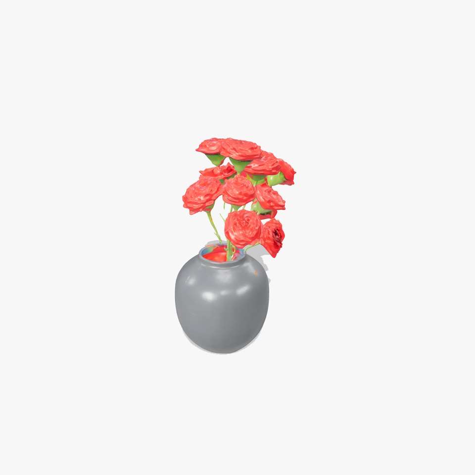 Elegant Floral Vase Model Pack with Red Blossoms