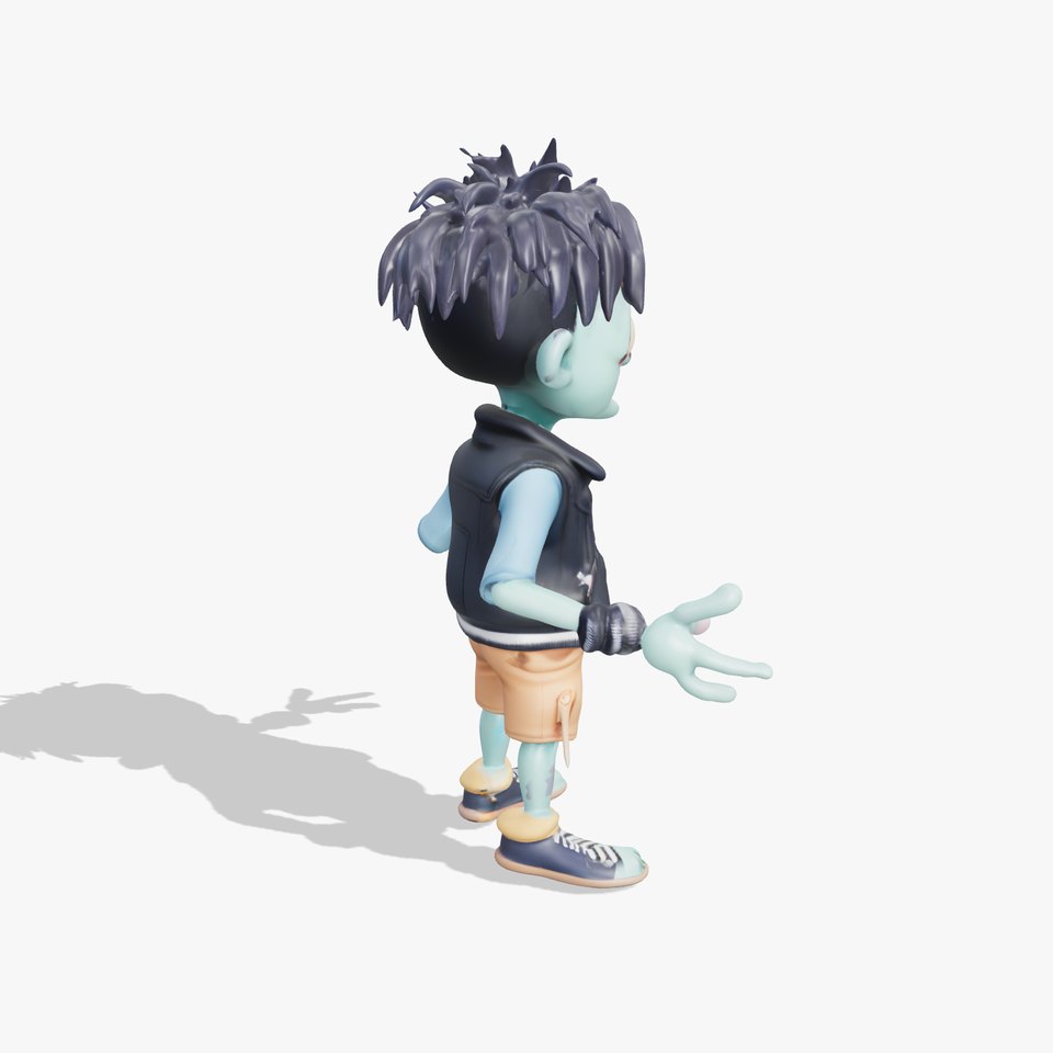 Cartoon Zombie Kid  Stylish Undead Character Model for Games