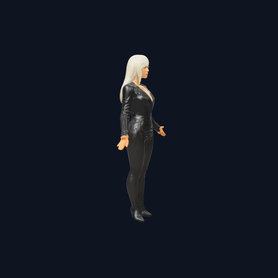 Stealth Agent Female in Black Catsuit D Character Model
