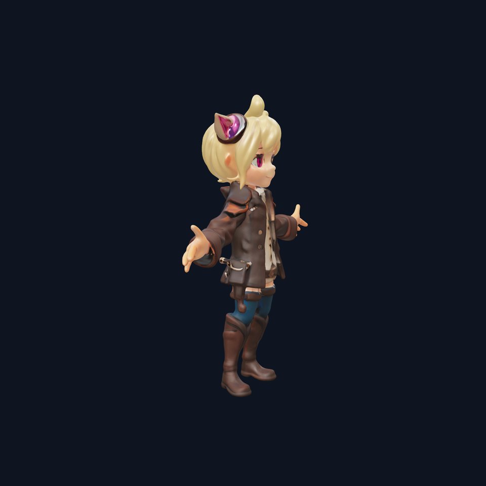 Cute Adventurer with Blonde Hair and Pink Ears D Character Model