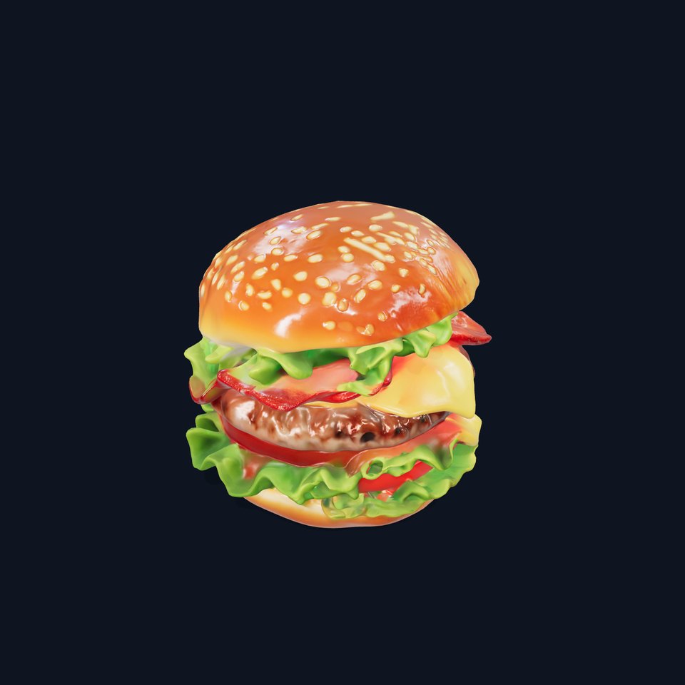 Delicious Cheeseburger with Toppings D Model Pack