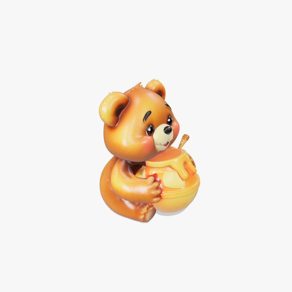 Cartoon Bear with Honey Jar Model Pack