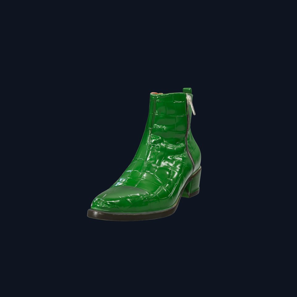 Elegant Green Croc Pattern Ankle Boot D Model Pack