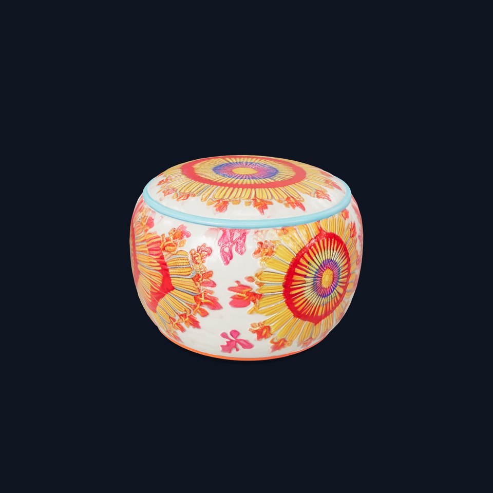 Colorful Embroidered Pouf Model Pack