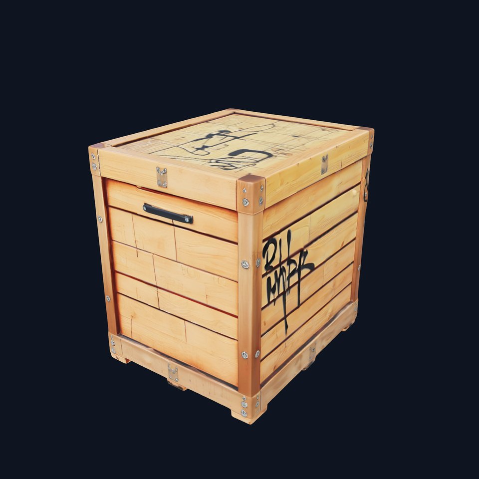 Urban Wooden Crate Model Pack with Graffiti