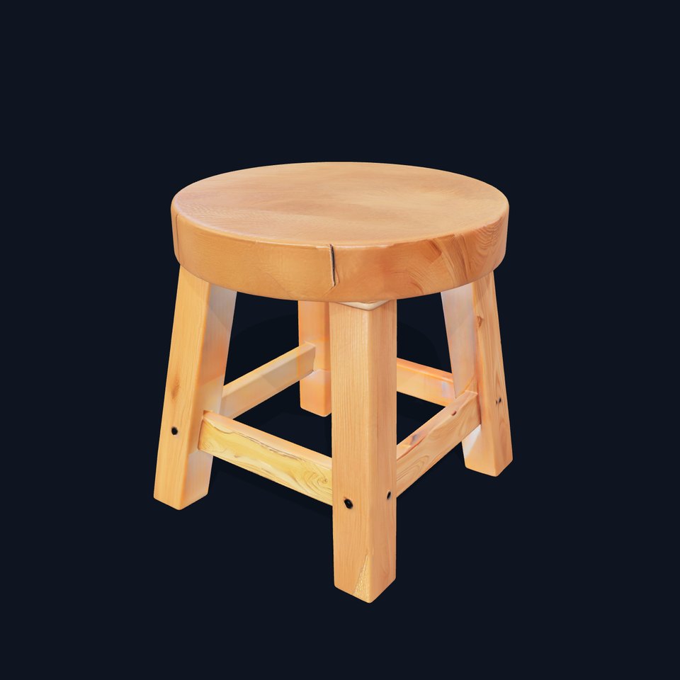 Wooden Stool D Model Pack
