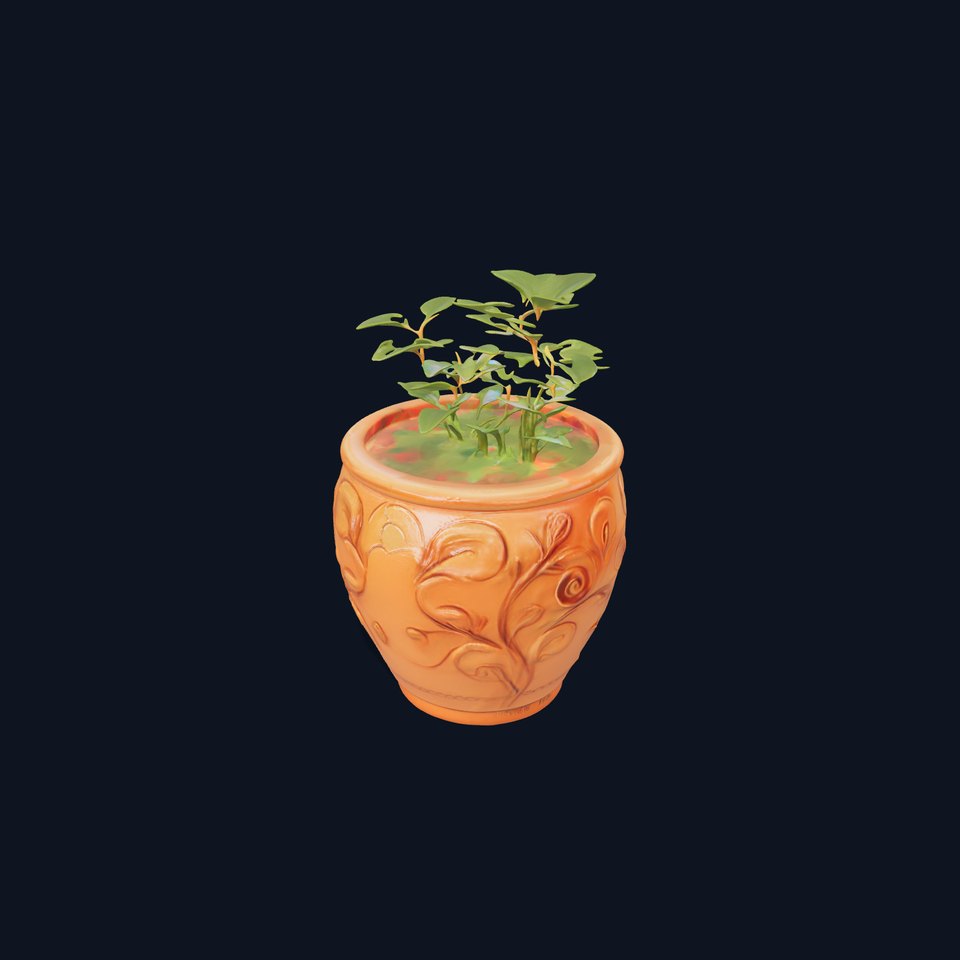 Decorative Plant Pot with Foliage Model Pack