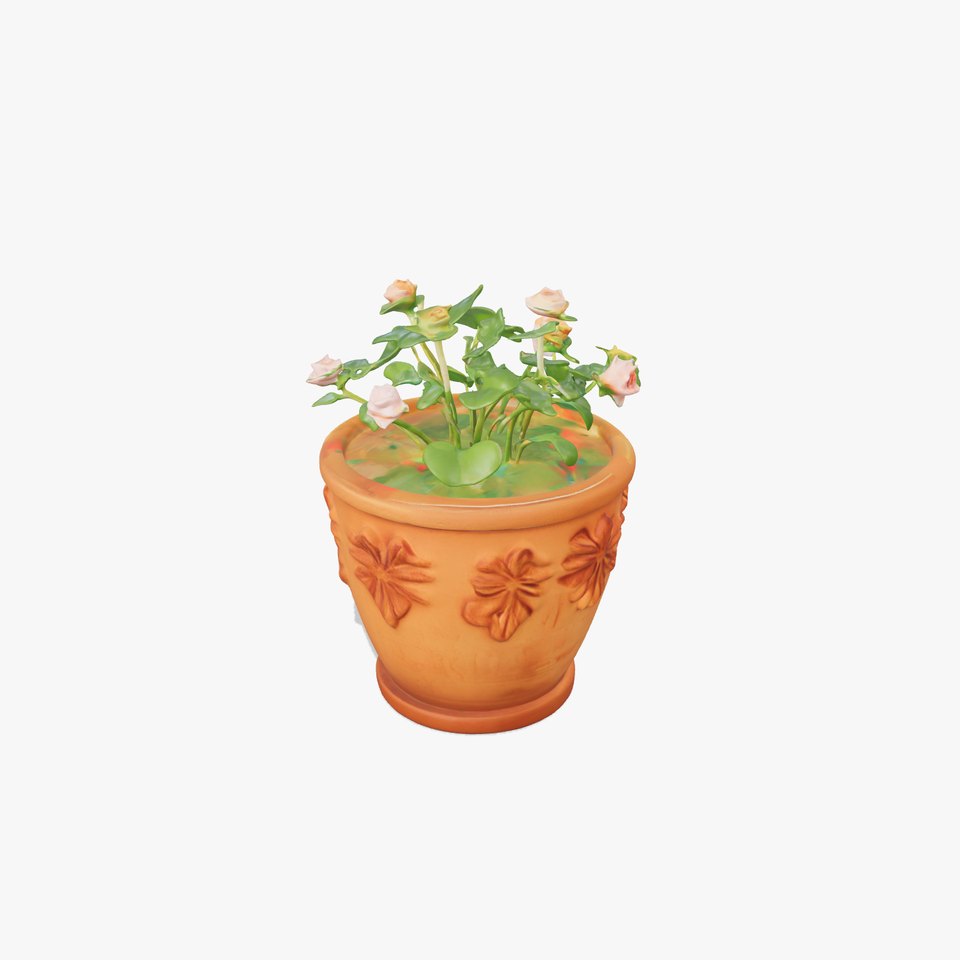 Decorative Flower Pot with Flowers Model Pack