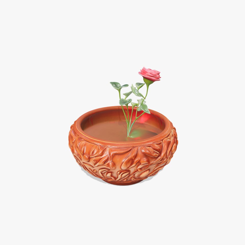 Decorative Flower Pot with Rose Model Pack