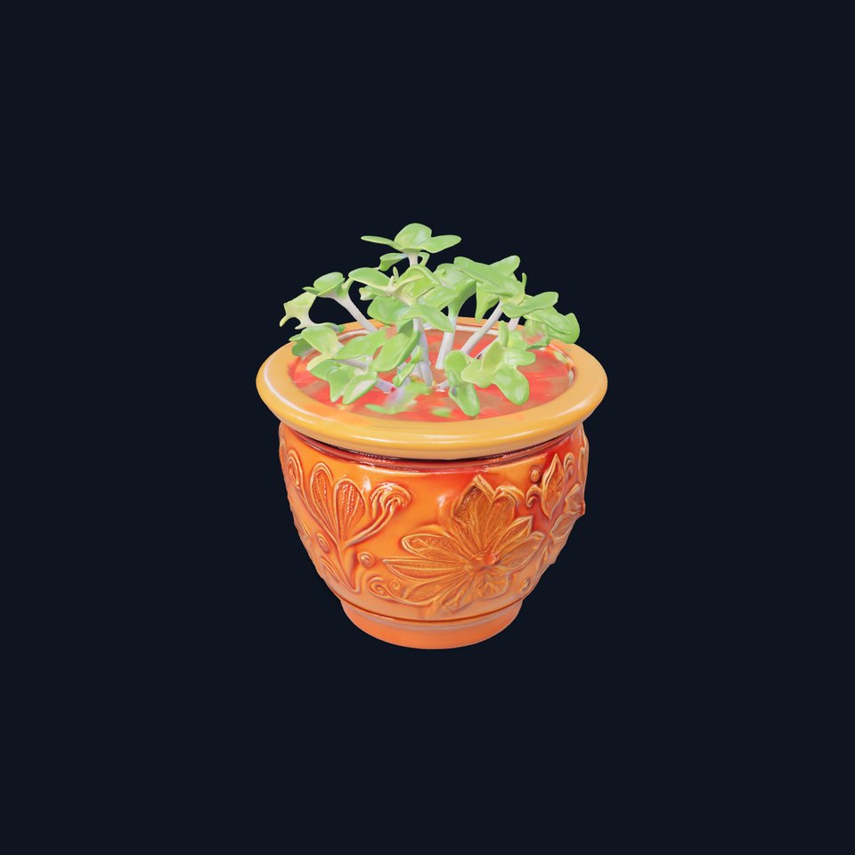 Decorative Flower Pot with Plant Model Pack