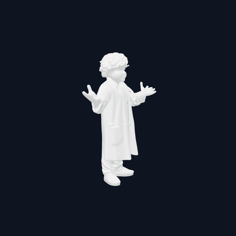 Friendly Animated Doctor D Character Model with Stethoscope and Curly Hair