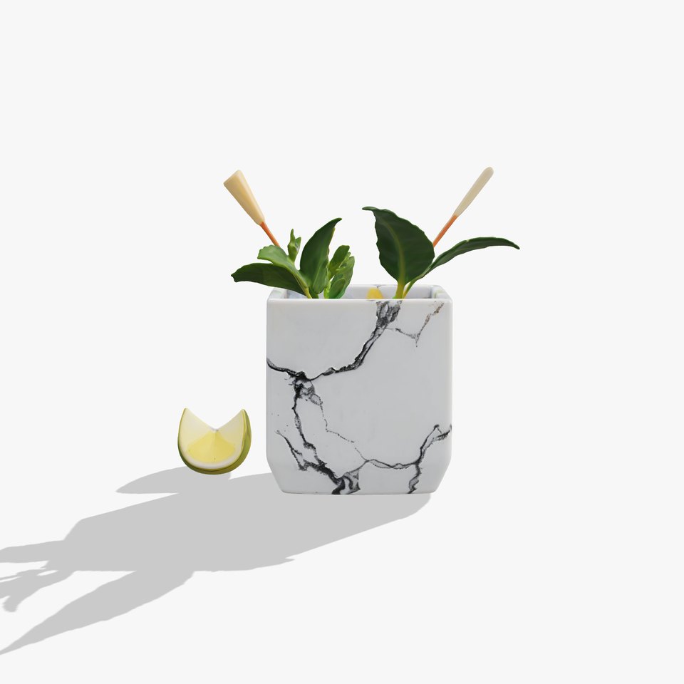 Marble Planter with Lime Slice Model Pack