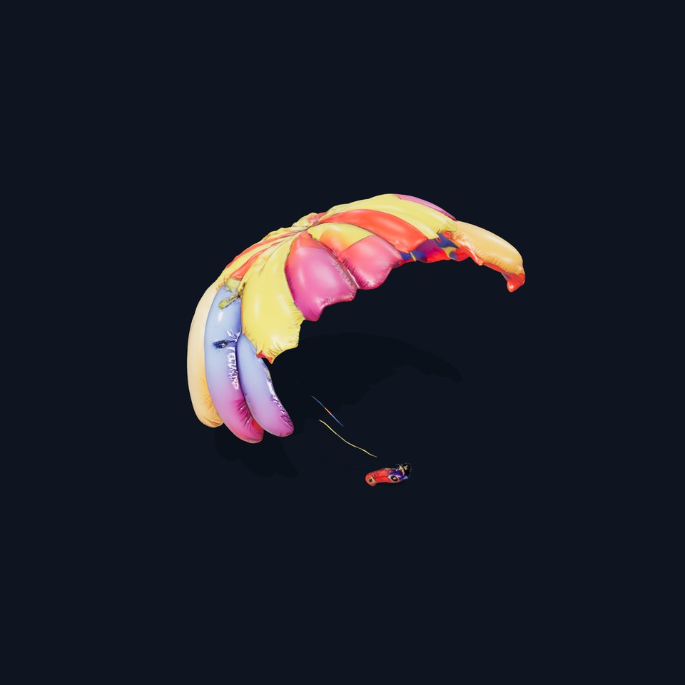 Colorful Parachute with Person Model Pack