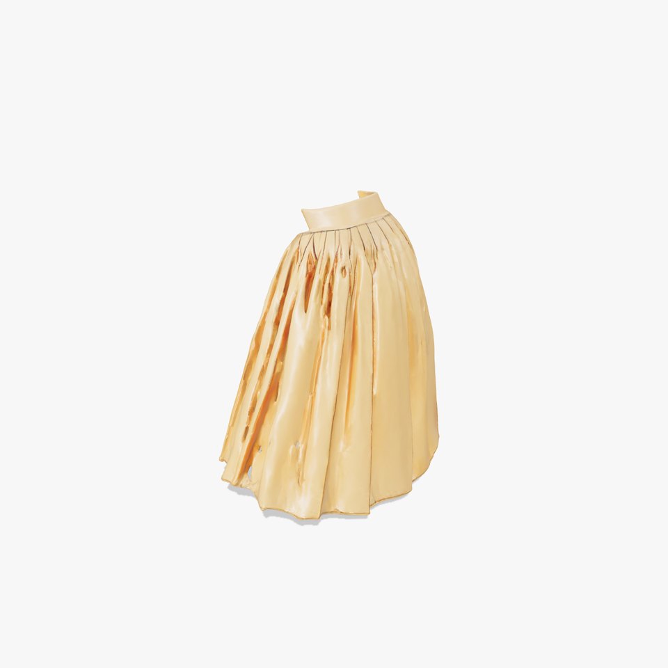 Elegant Golden Satin Skirt Model Pack