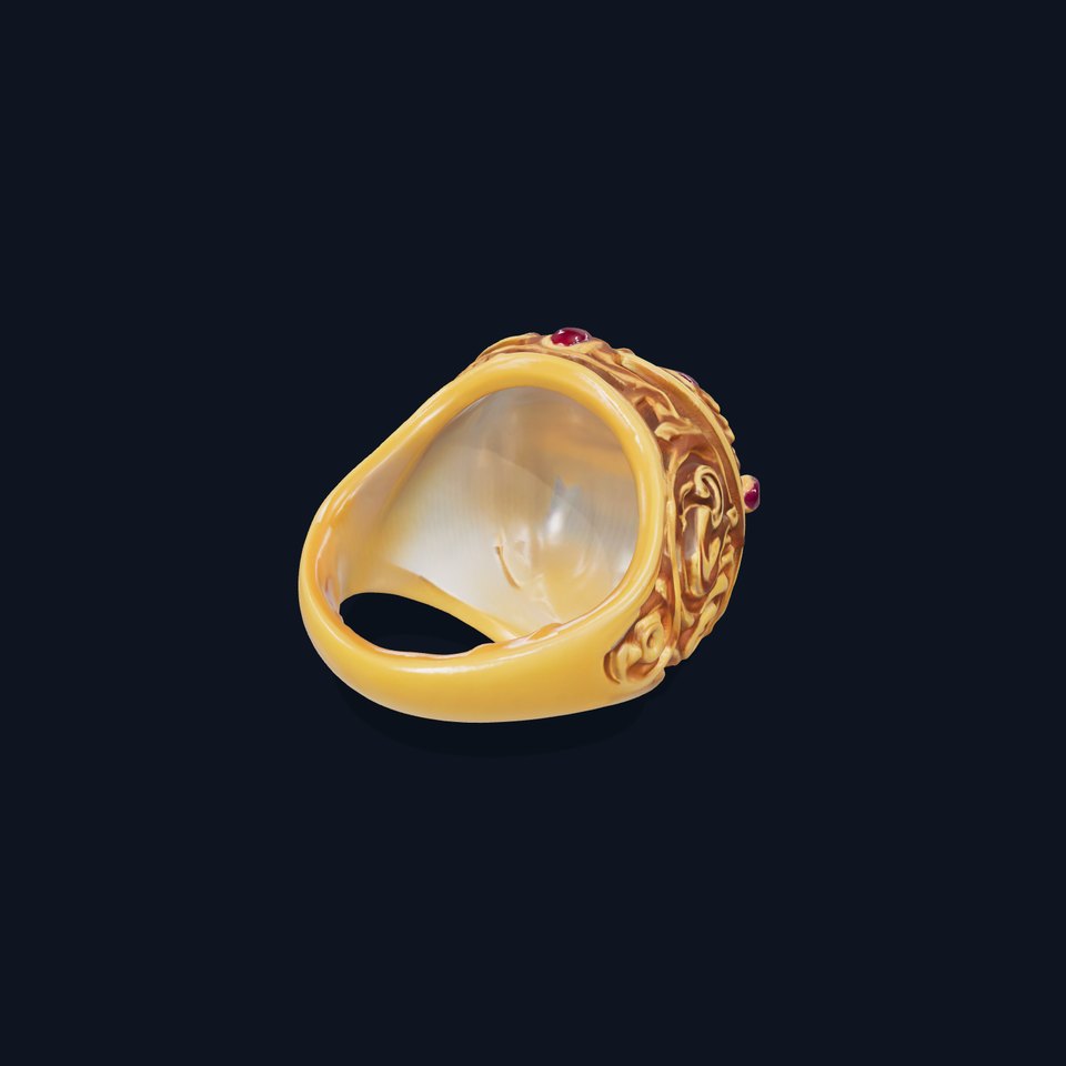 Intricate Gold Ring with Ruby Gemstones Model Pack