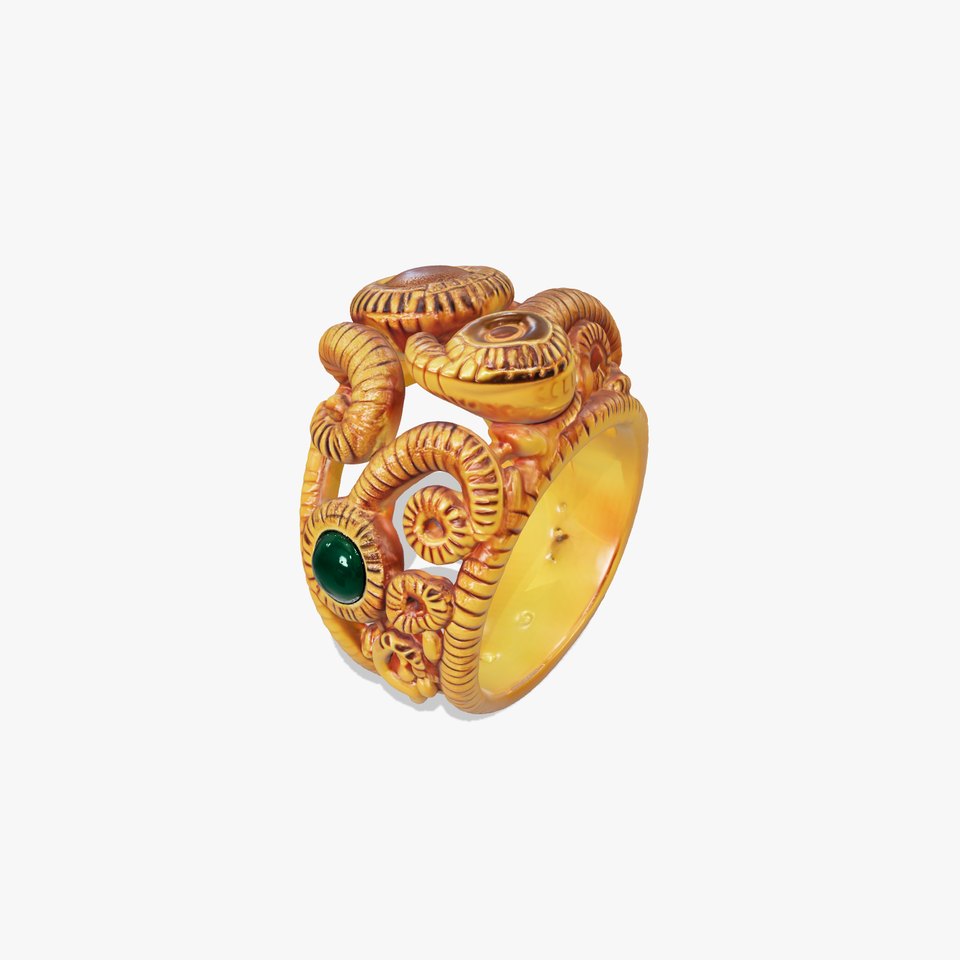 Intricate Gold Ring with Gemstone Model Pack