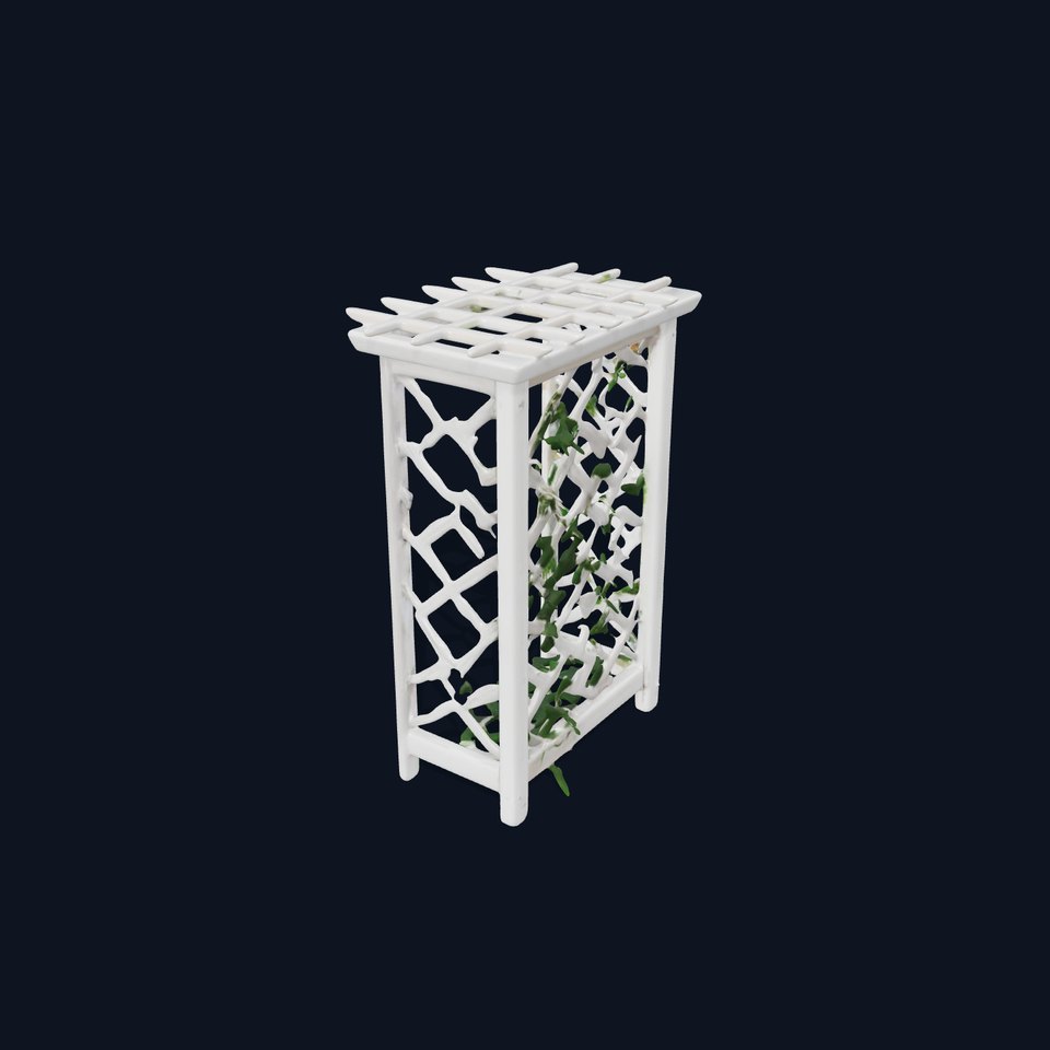 Wooden Planter Trellis with Vines Model Pack