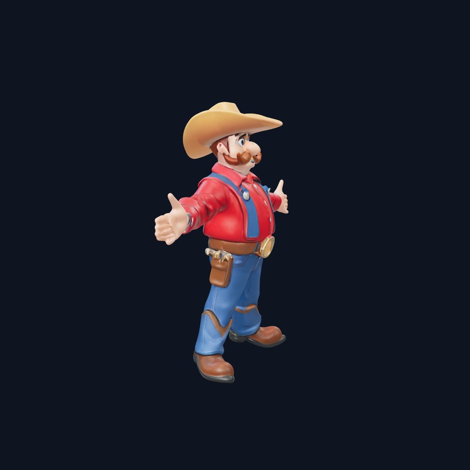 Charming Cartoon Cowboy with Hat and Mustache