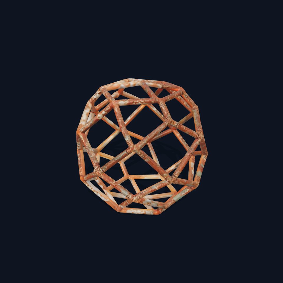 Geometric Wireframe Model Pack with Rust Texture