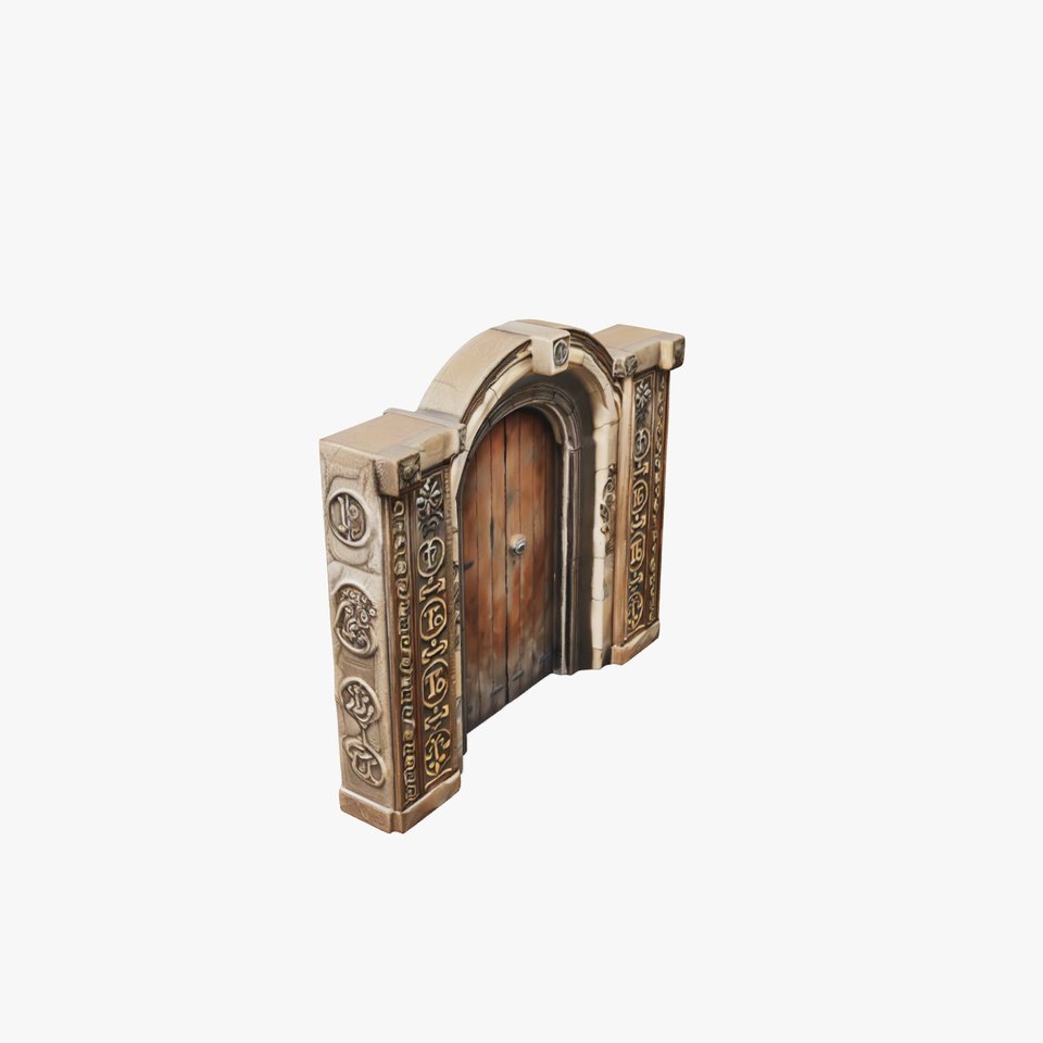 Medieval Stone Archway Door Model Pack