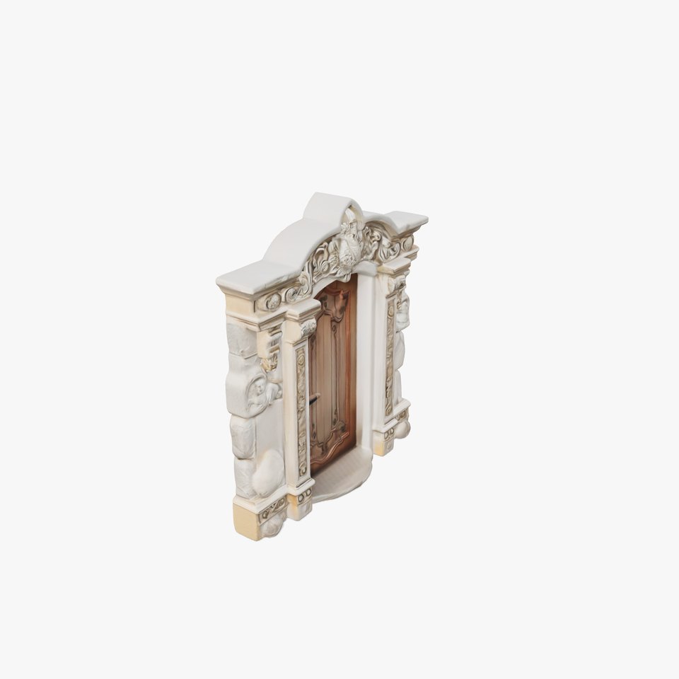 Ornate Wooden Door with Stone Architrave Model Pack