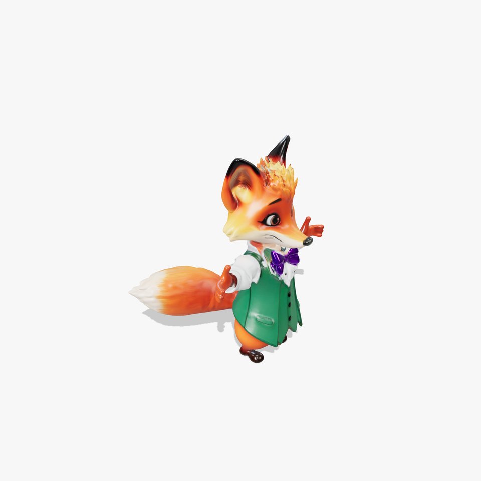 Charming Fox Butler Character Model Rigged and Animated