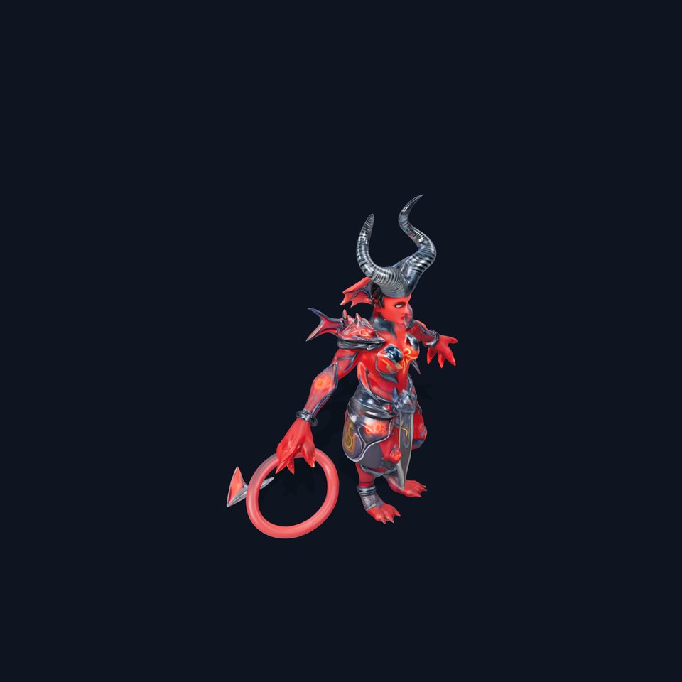 Demonic Warrior with Horns  Rigged and Animated D Character Model