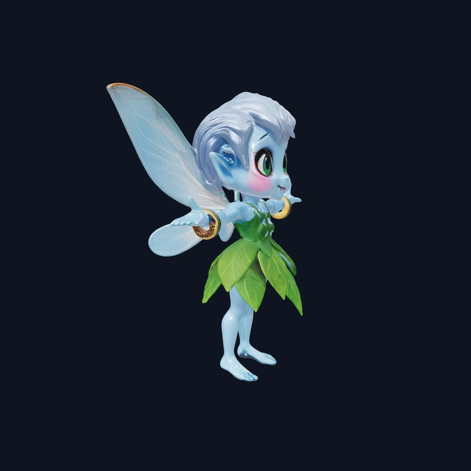 Charming Fantasy Fairy Character Model  Rigged and Animated