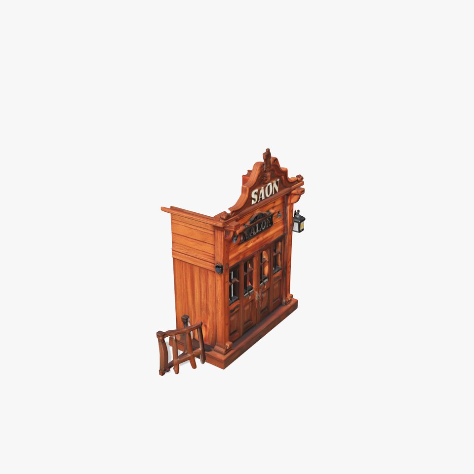 Vintage Western Salon Facade D Model Pack