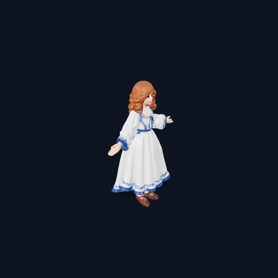 Charming Animated Princess in Elegant Dress  Rigged and Animated