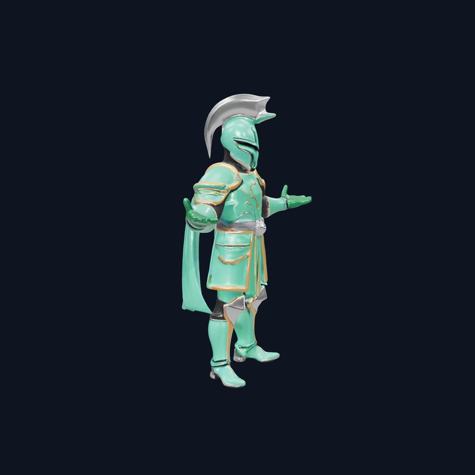 Green Armored Knight Character Model  Rigged and Animated
