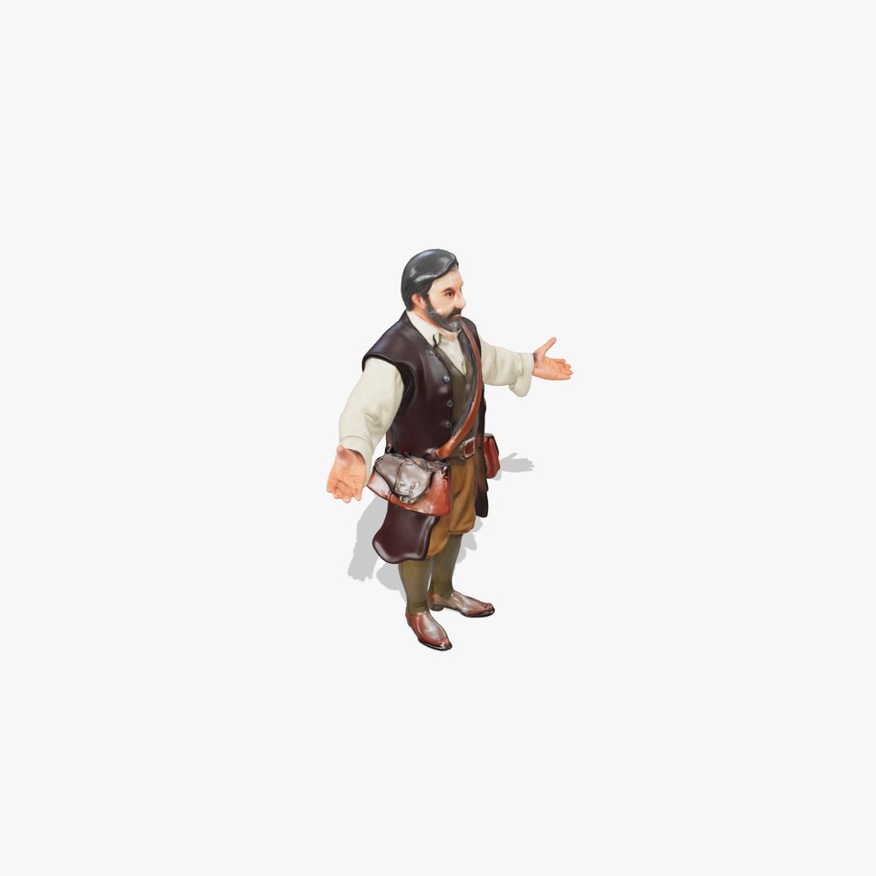Medieval Merchant Character Model Rigged and Animated
