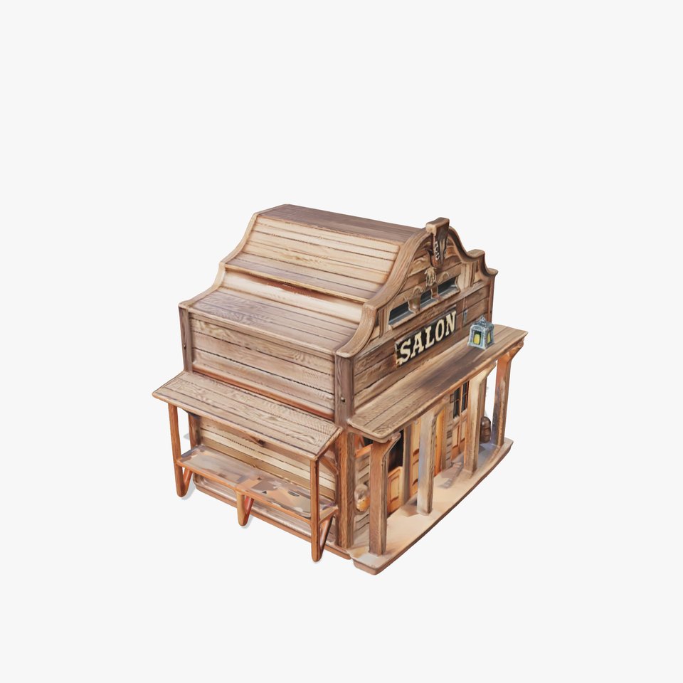 Western Saloon Building Model Pack for Game Design and Rendering