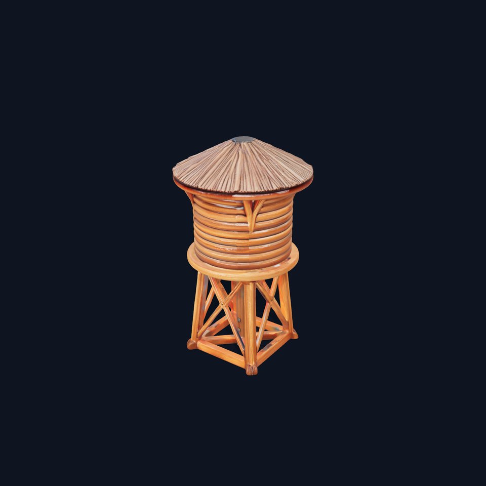 Wooden Water Tower Model Pack for Game and Environment Design