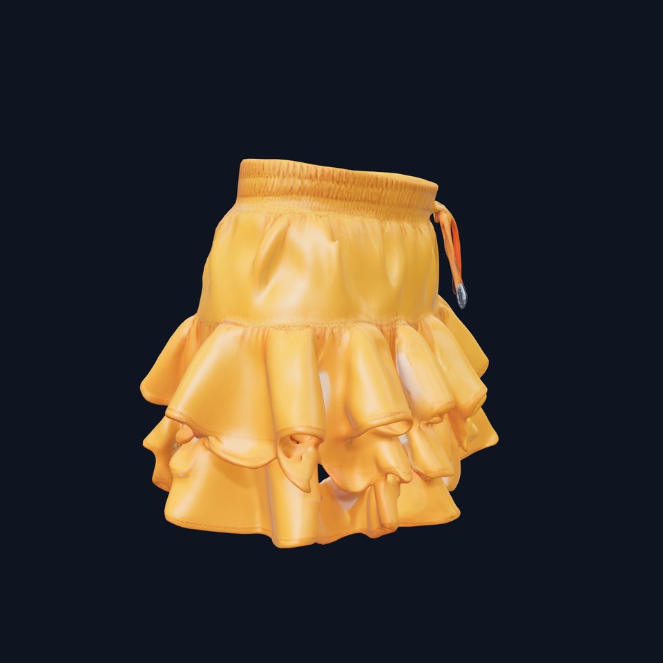 Flared Ruffle Mini Skirt Model Pack for Fashion Rendering