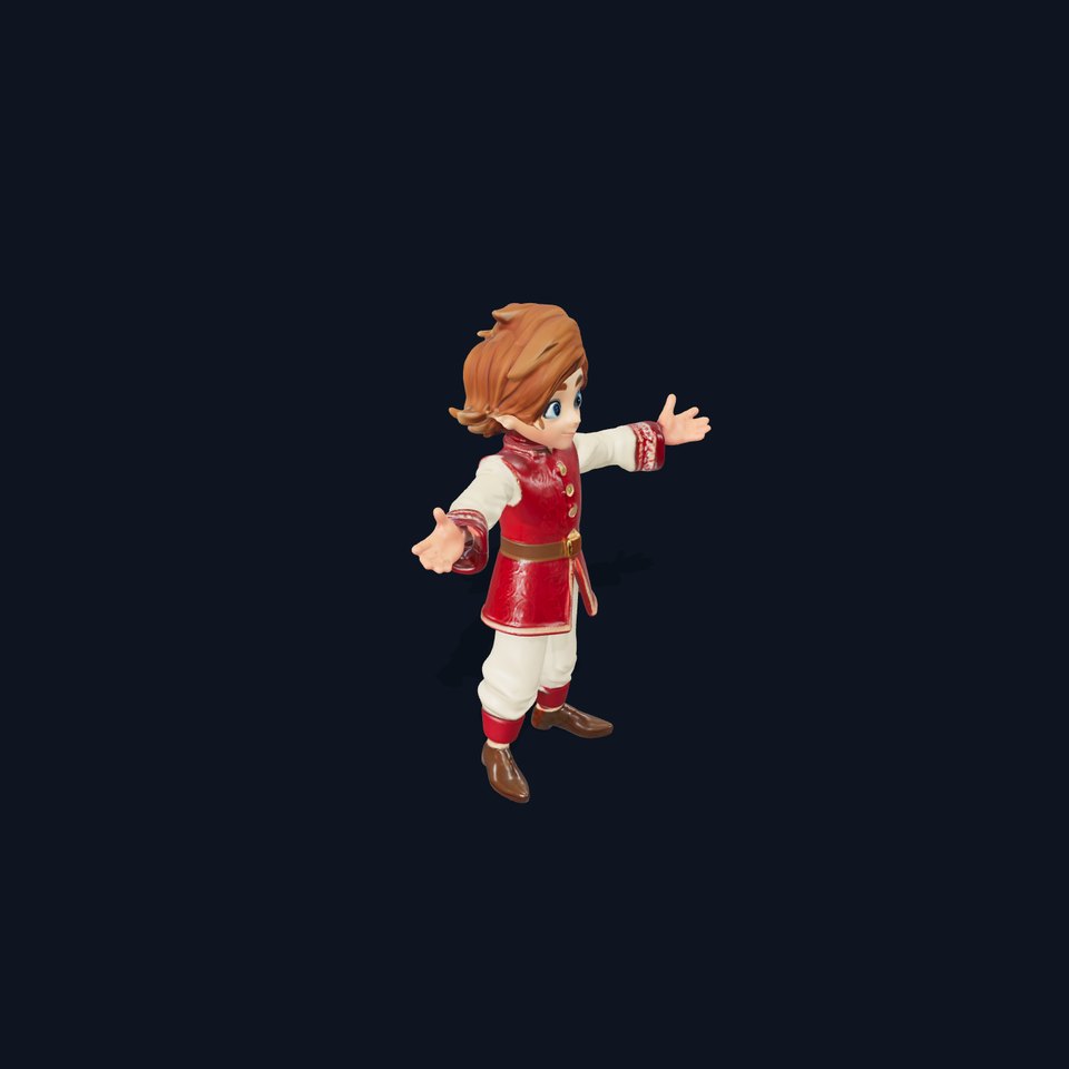 Charming Medieval Boy Character Model Rigged and Animated