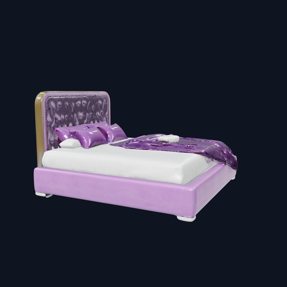 Luxurious Purple Bed Model Pack for Interior Design