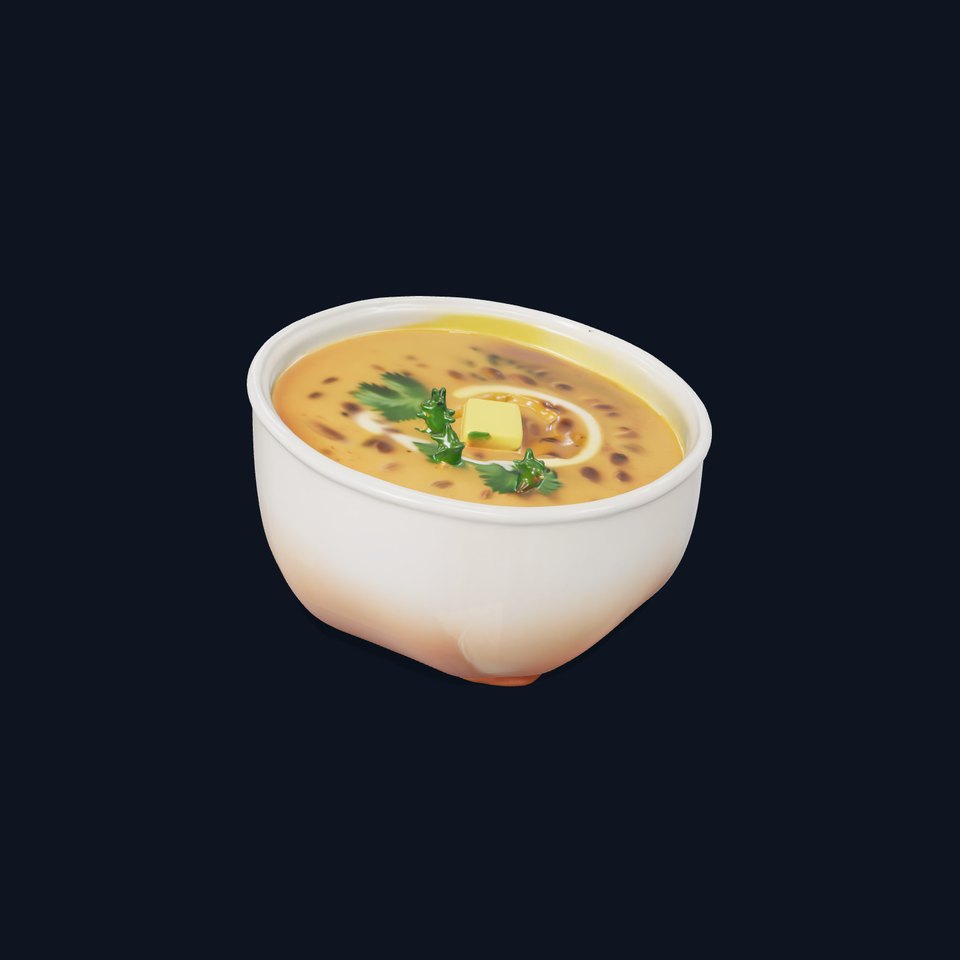 Creamy Lentil Soup model pack with bowl and garnish details