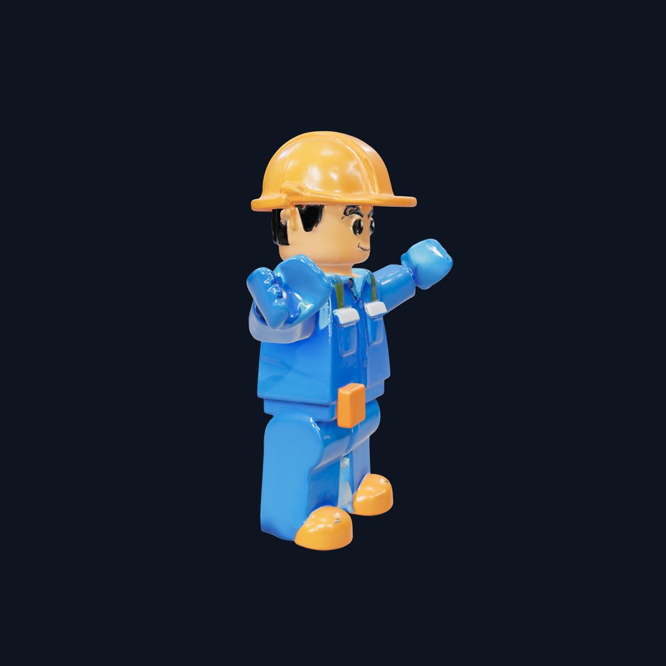 Construction Worker Toy Rigged and Animated D Model