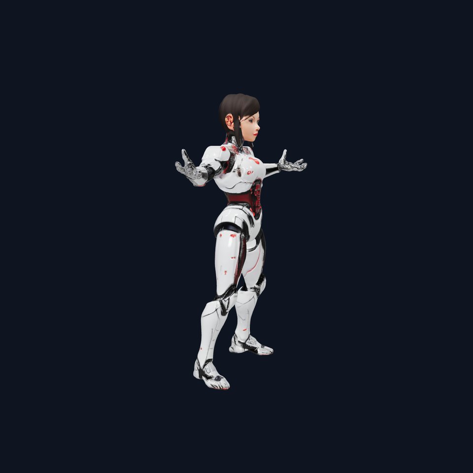 Futuristic Female Android Rigged and Animated