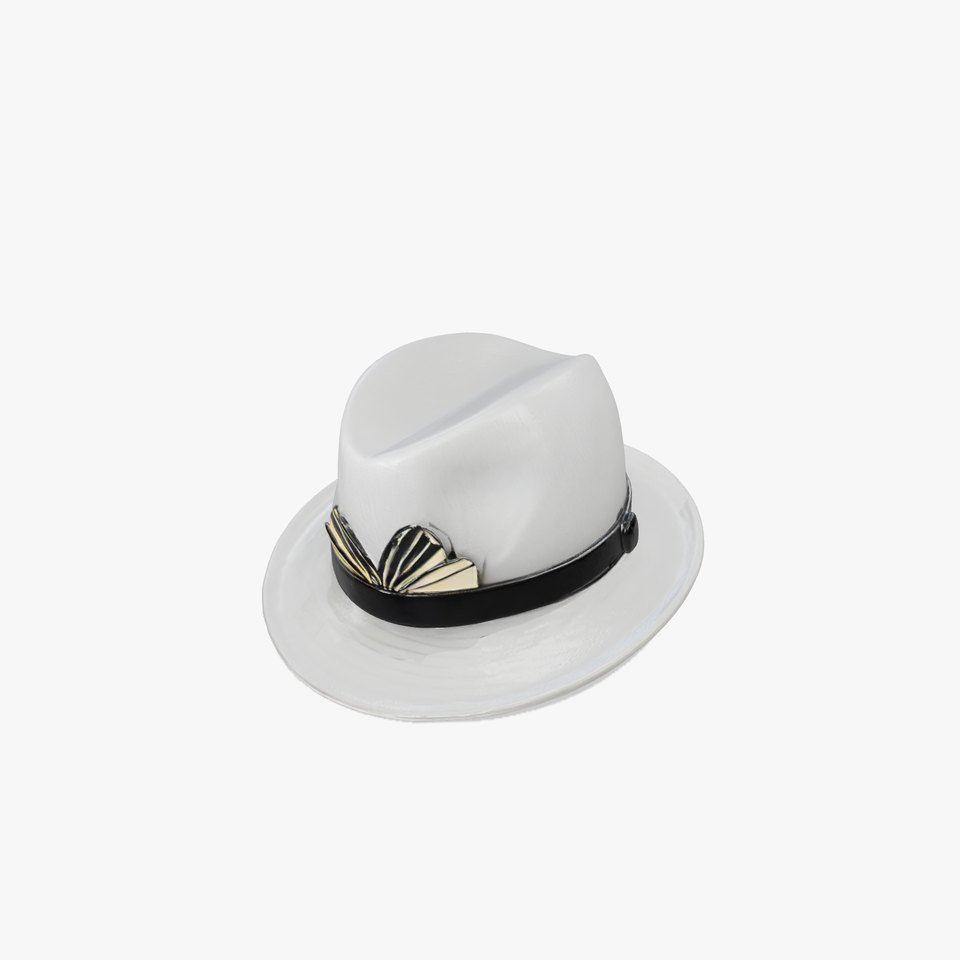 Stylish Gray Fedora Hat Model Pack with Gold Decoration
