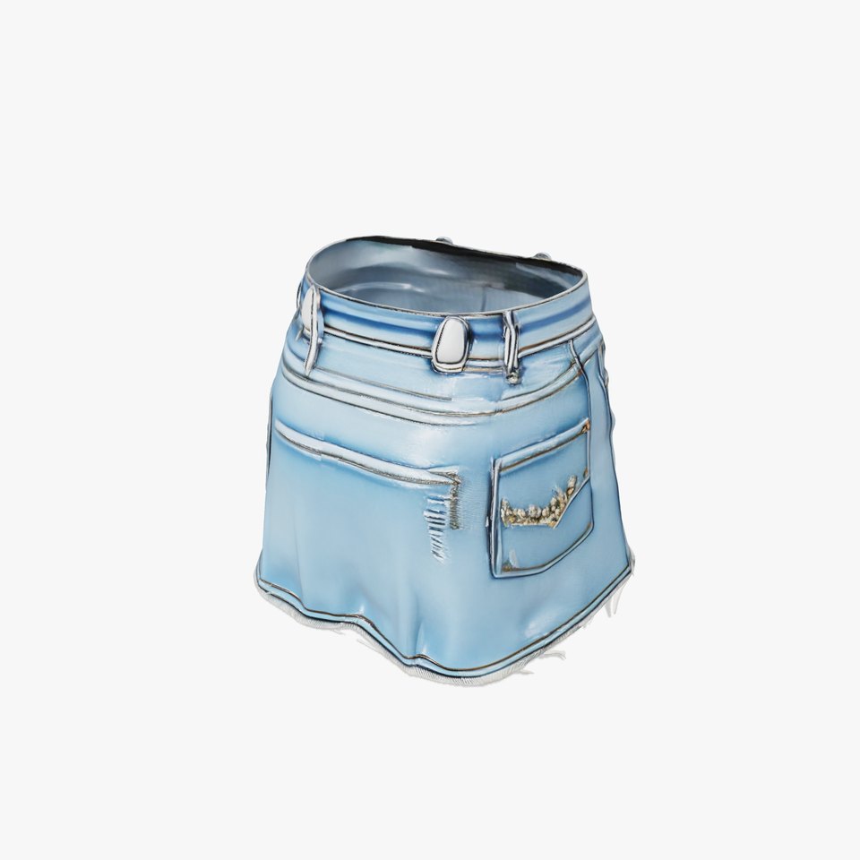 Denim Skirt with Rhinestones Model Pack