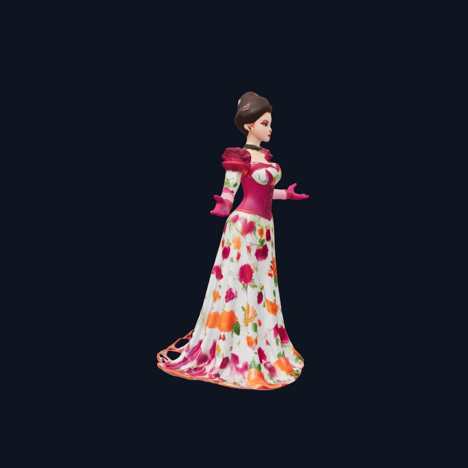 Victorian Floral Gown Lady  Rigged and Animated D Character Model