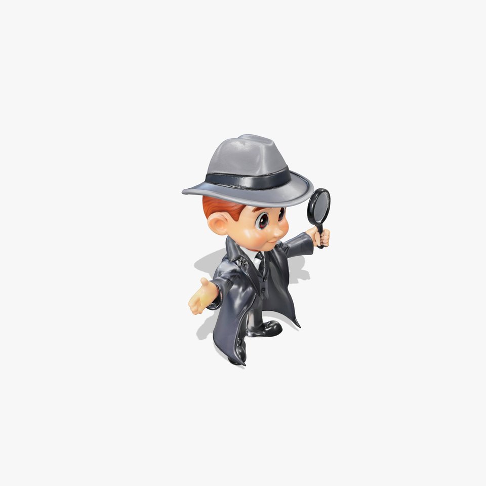 Detective Boy Character Model Rigged and Animated