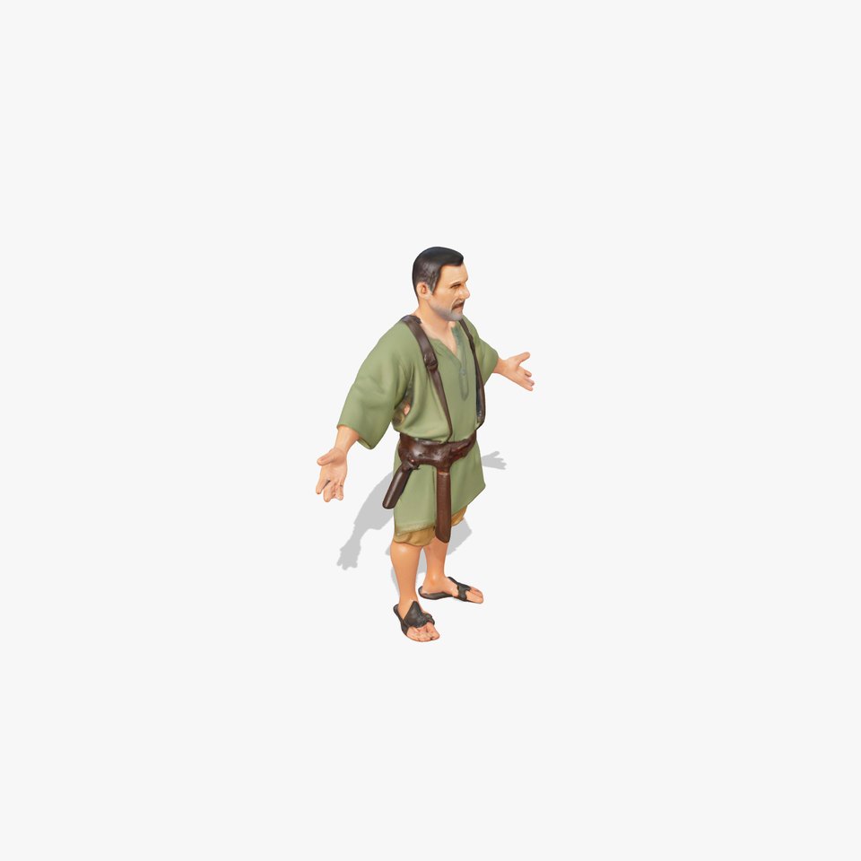Medieval Peasant Character Rigged and Animated