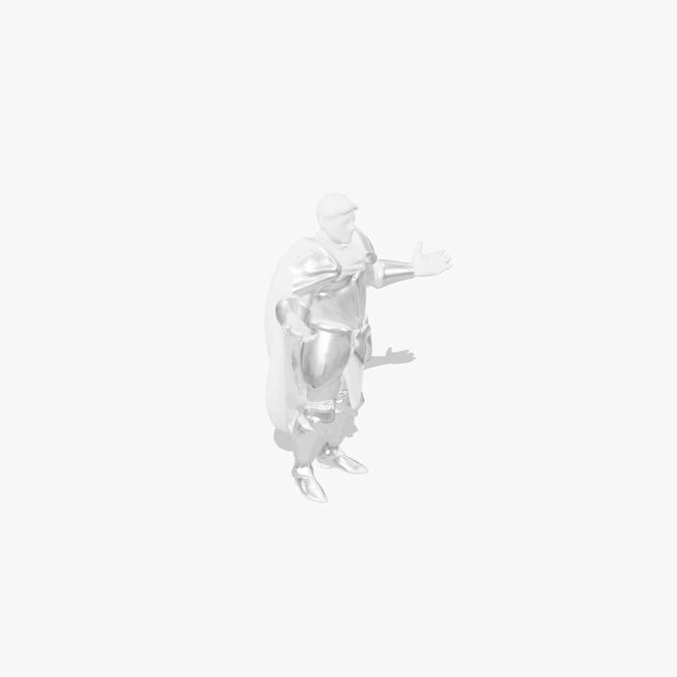 Heroic Knight in Armor with Red Cape Rigged and Animated Character Model